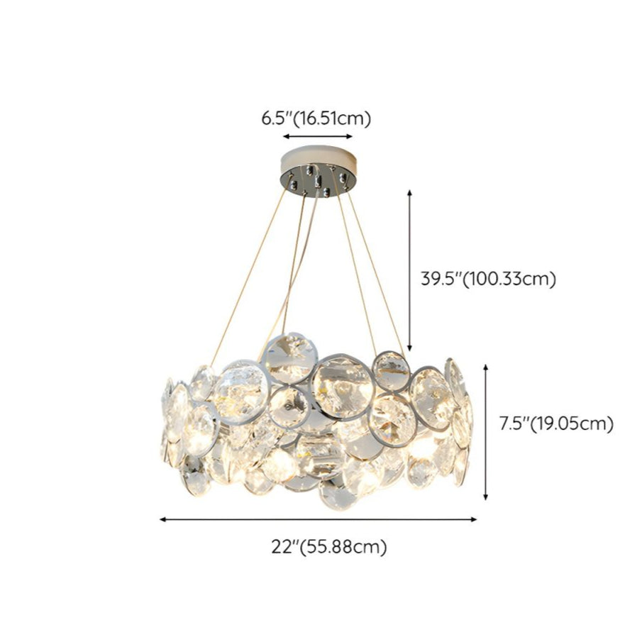 Crystal Shade Elegant Chrome One-Tier Chandelier