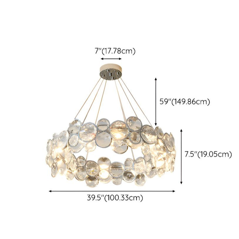 Crystal Shade Elegant Chrome One-Tier Chandelier