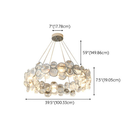 Crystal Shade Elegant Chrome One-Tier Chandelier