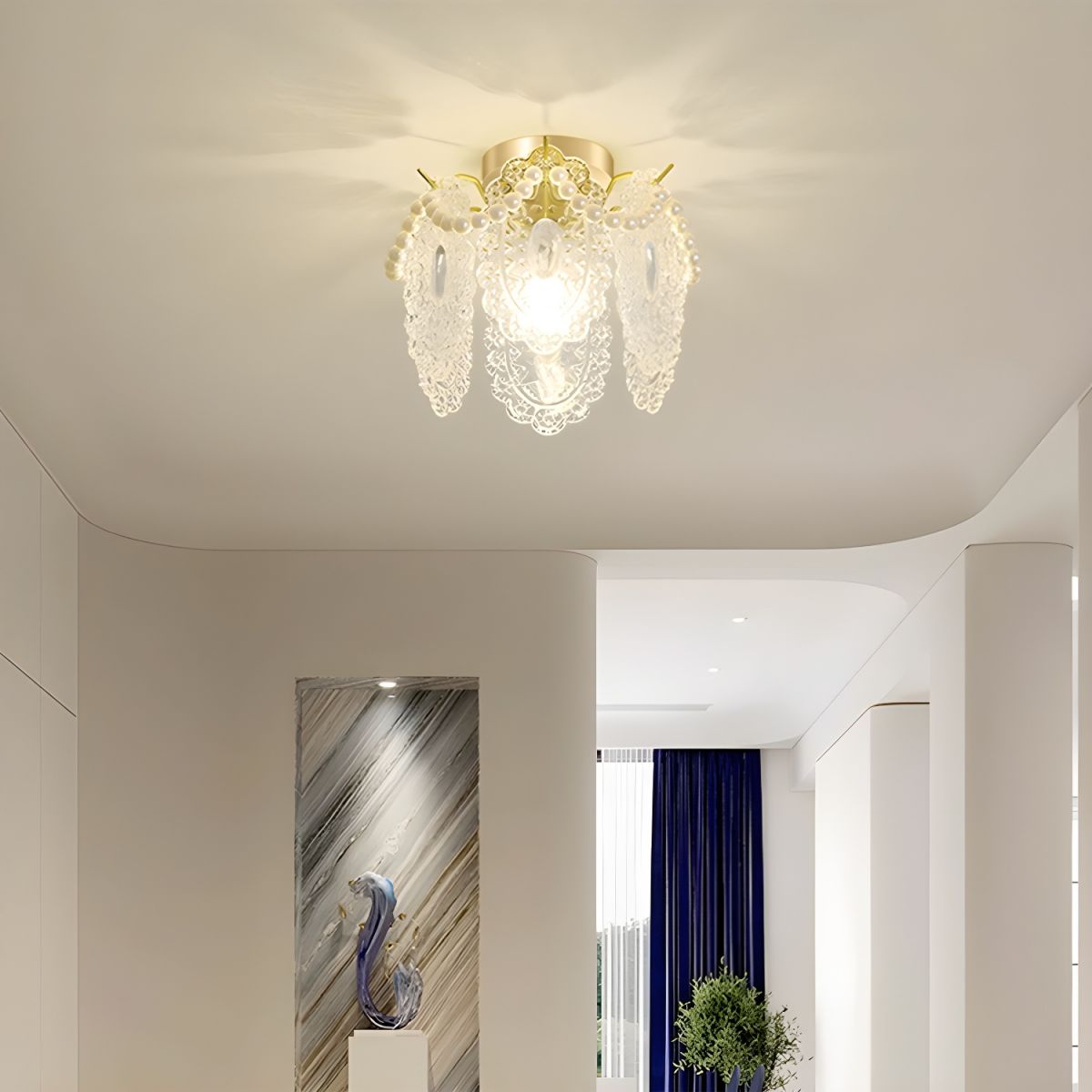 Moderna Luce da Soffitto Semi-Incastro Bianca