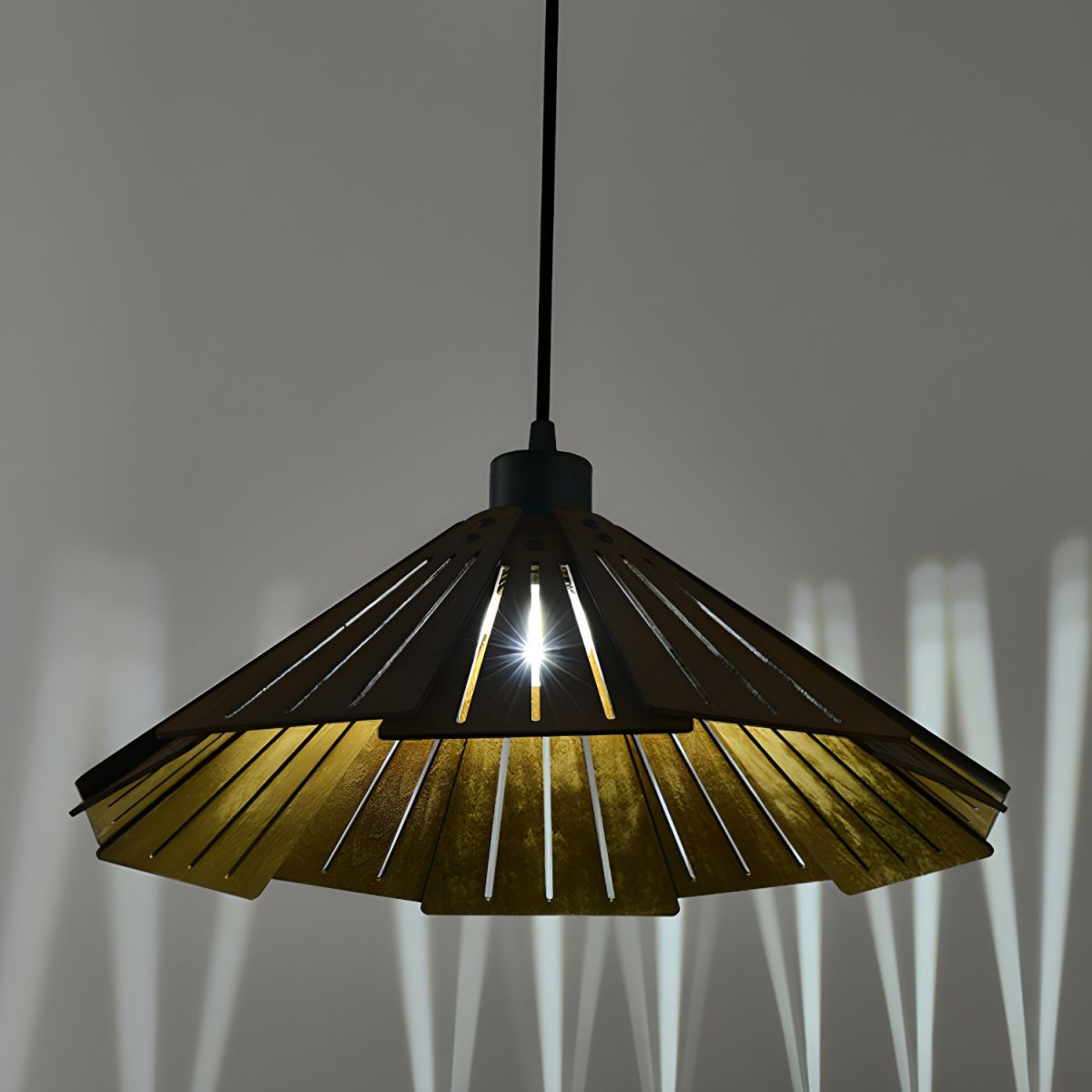 Sora Cone Wabi-Sabi Wood Pendant Light