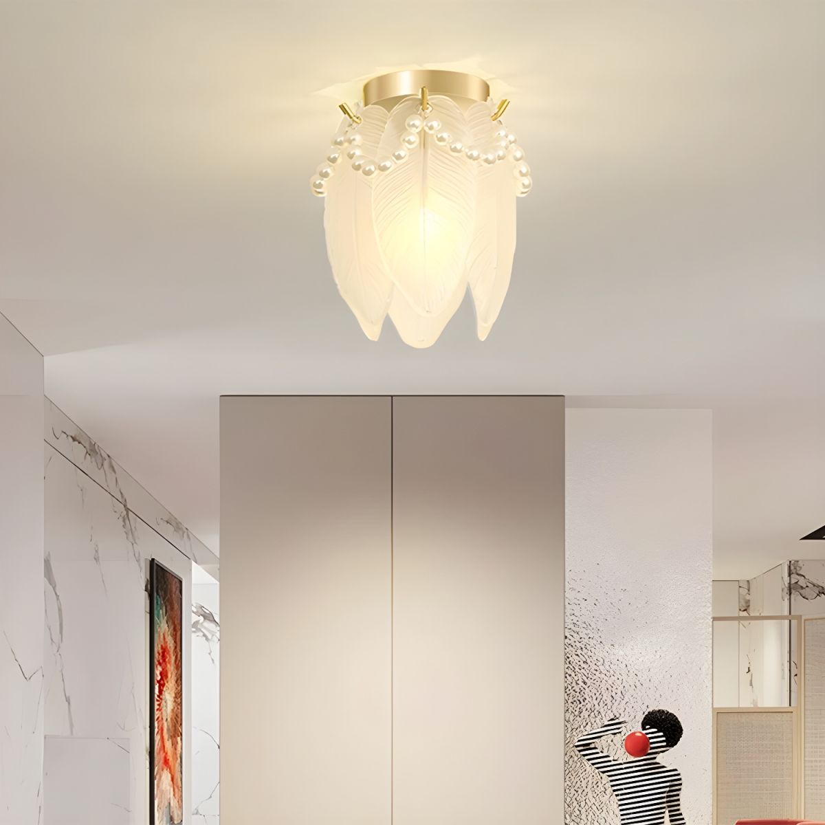 Modern White Semi-Flush Mount Ceiling Light