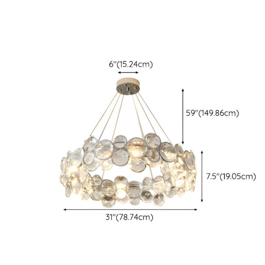 Crystal Shade Elegant Chrome One-Tier Chandelier