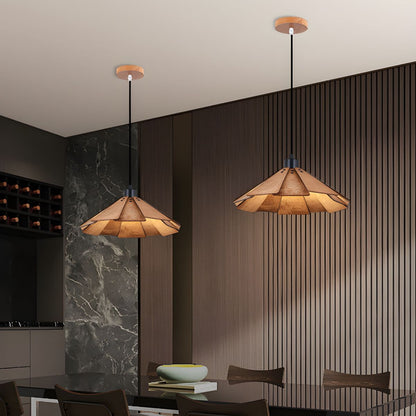 Sora Cone Wabi-Sabi Wood Pendant Light