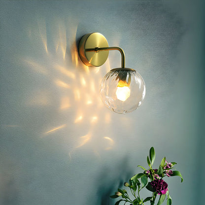 Modern Retro Rippled Glass Sphere Wall Lamp