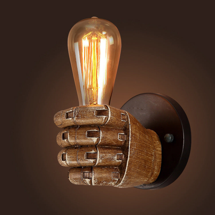 Retro Creative Wooden Fist Wall Lamp