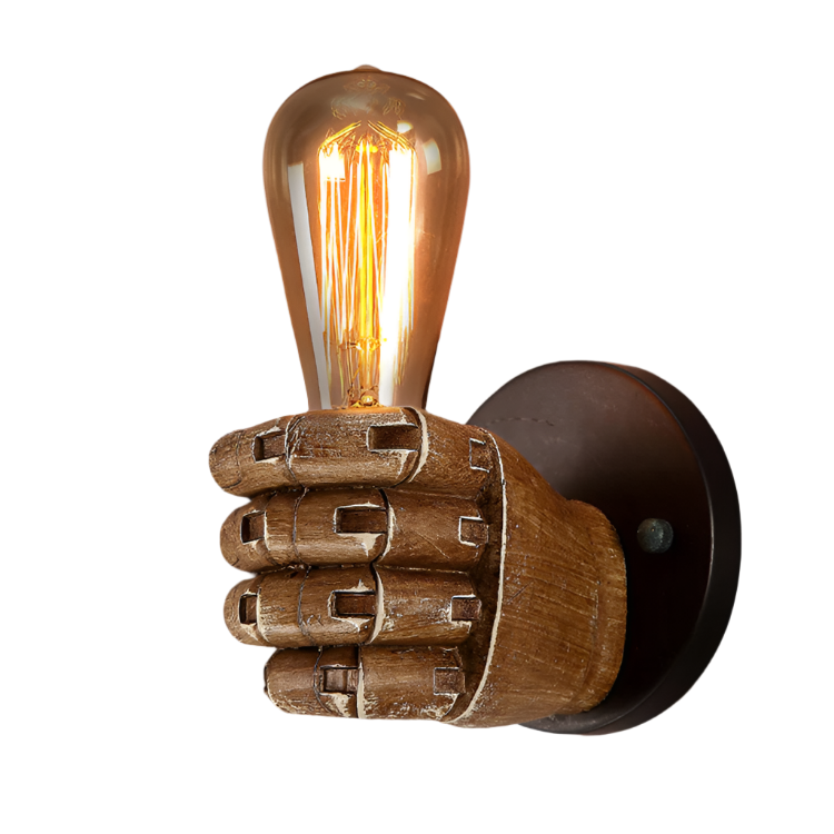 Retro Creative Wooden Fist Wall Lamp