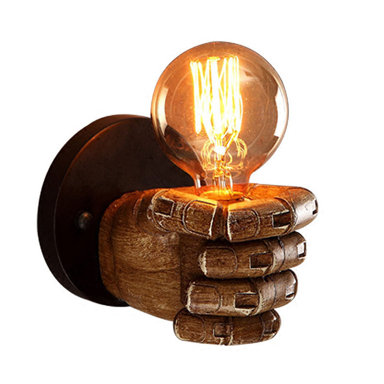 Retro Creative Wooden Fist Wall Lamp