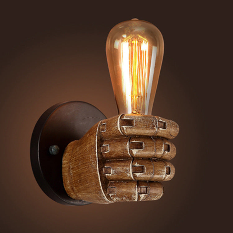 Retro Creative Wooden Fist Wall Lamp