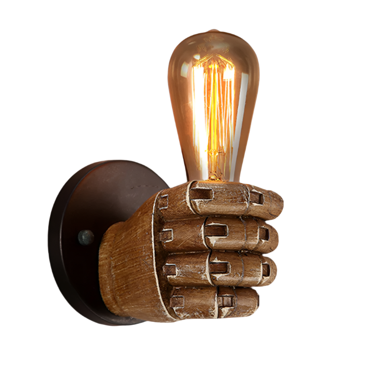 Retro Creative Wooden Fist Wall Lamp