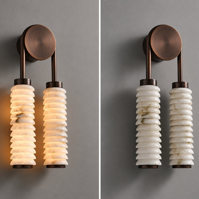 Calla Ribbed Nordic Modern Alabaster Stone Wall Light