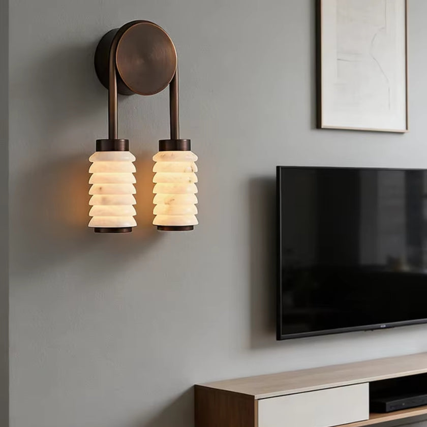 Calla Ribbed Nordic Modern Alabaster Stone Wall Light