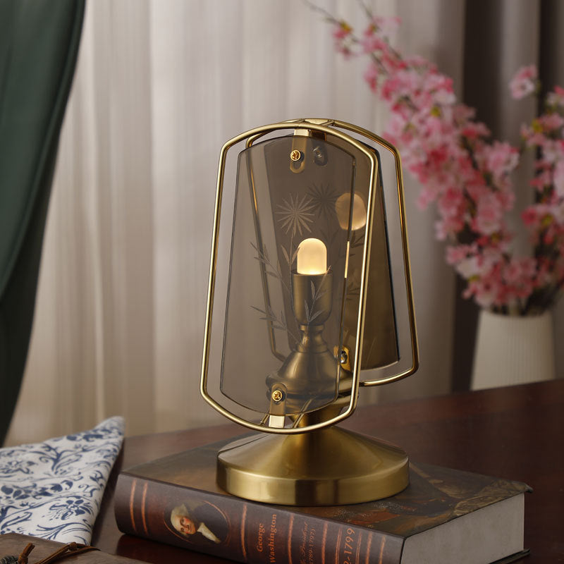 Traditional Vintage Rectangular Oval Disc Table Lamp