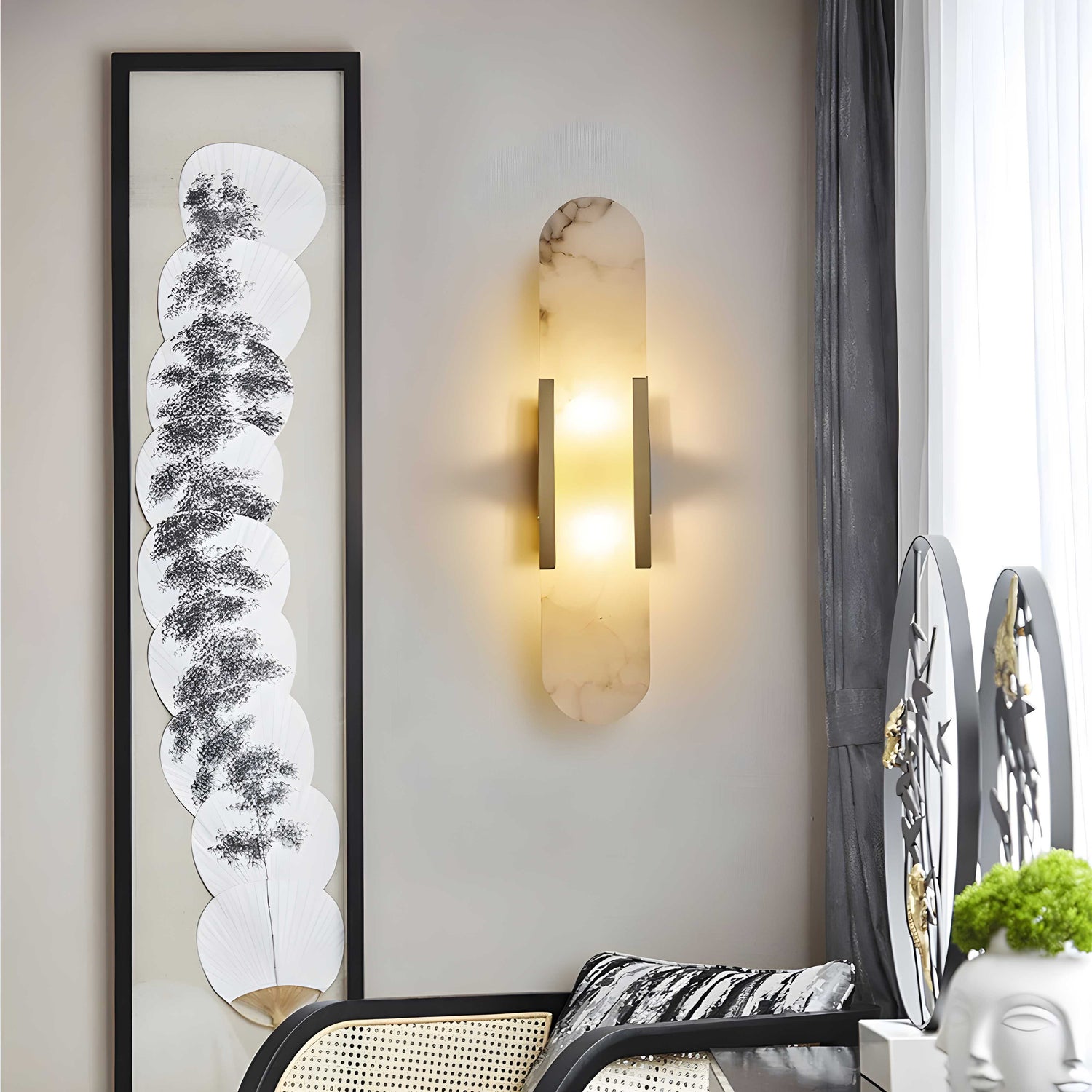 Elongated Alabaster Wall Lamp