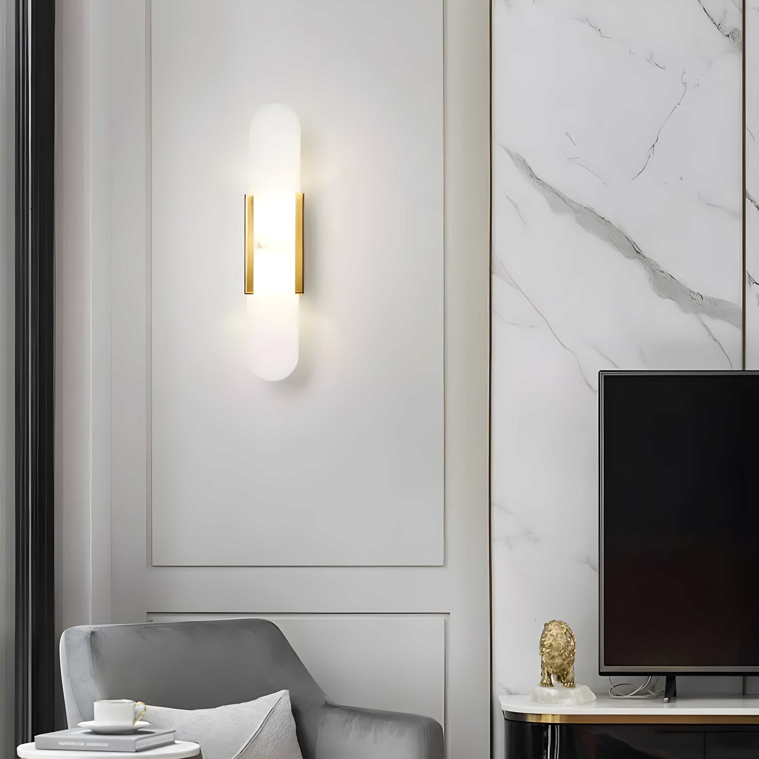 Elongated Alabaster Wall Lamp