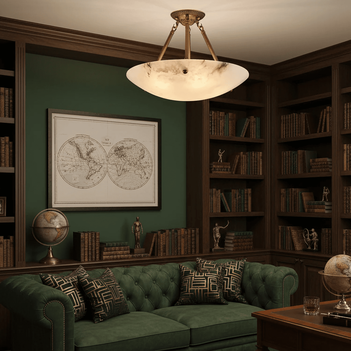 Ingrid Retro Alabaster Ceiling Light