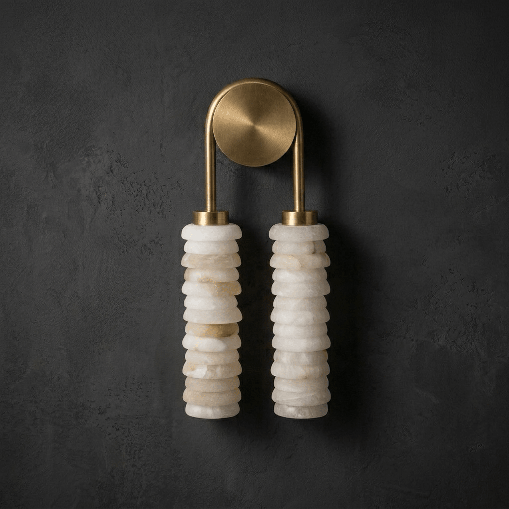 Calla Ribbed Nordic Modern Alabaster Stone Wall Light