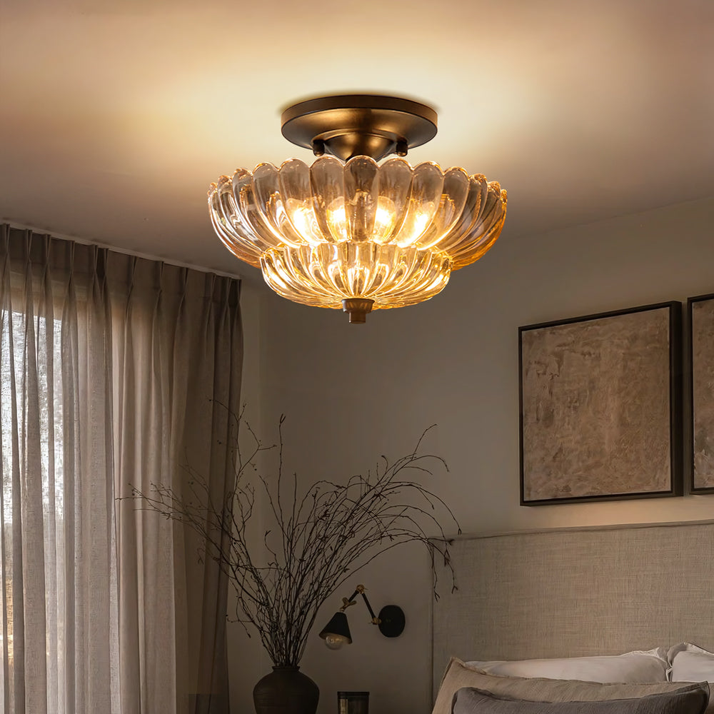 Aura Vintage Amber Petal Glass Ceiling Light