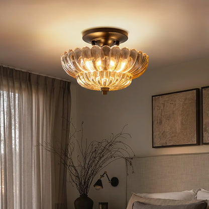 Aura Vintage Amber Petal Glass Ceiling Light