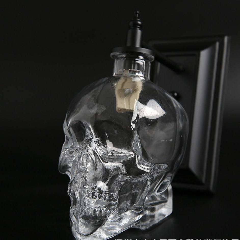 Clear Glass Skull Wall Lamp