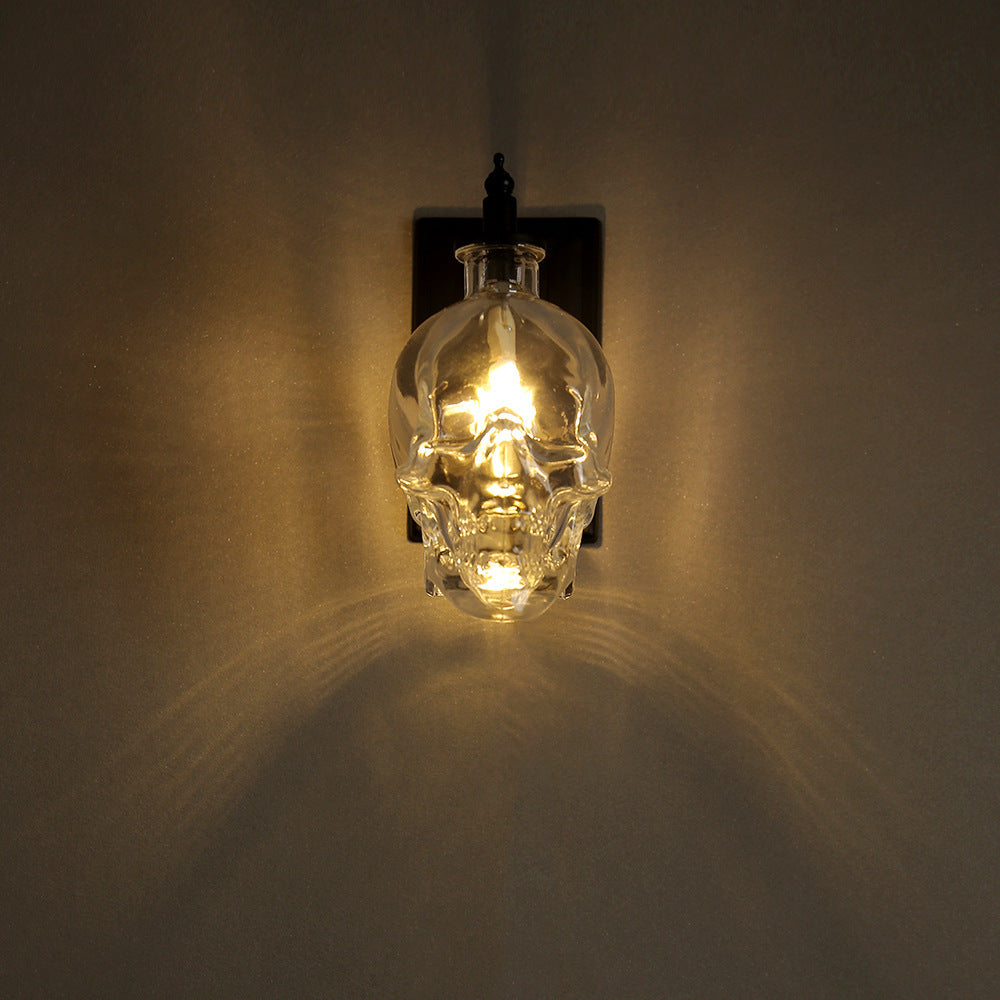 Clear Glass Skull Wall Lamp