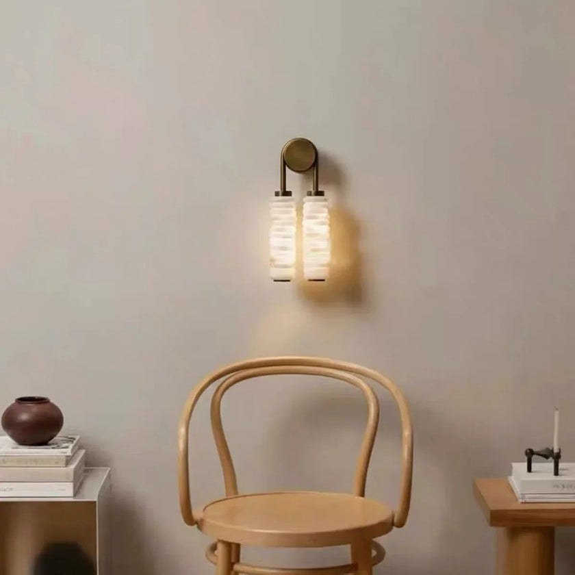 Calla Ribbed Nordic Modern Alabaster Stone Wall Light
