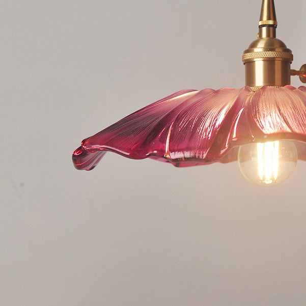 Vintage Radiant Lotus Glass Pendant Lamp