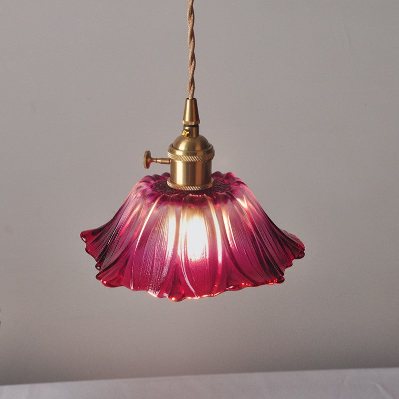 Vintage Radiant Lotus Glass Pendant Lamp