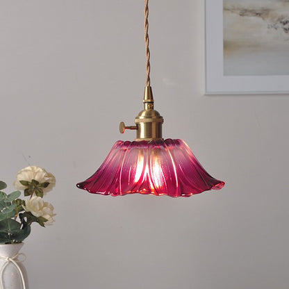 Vintage Radiant Lotus Glass Pendant Lamp