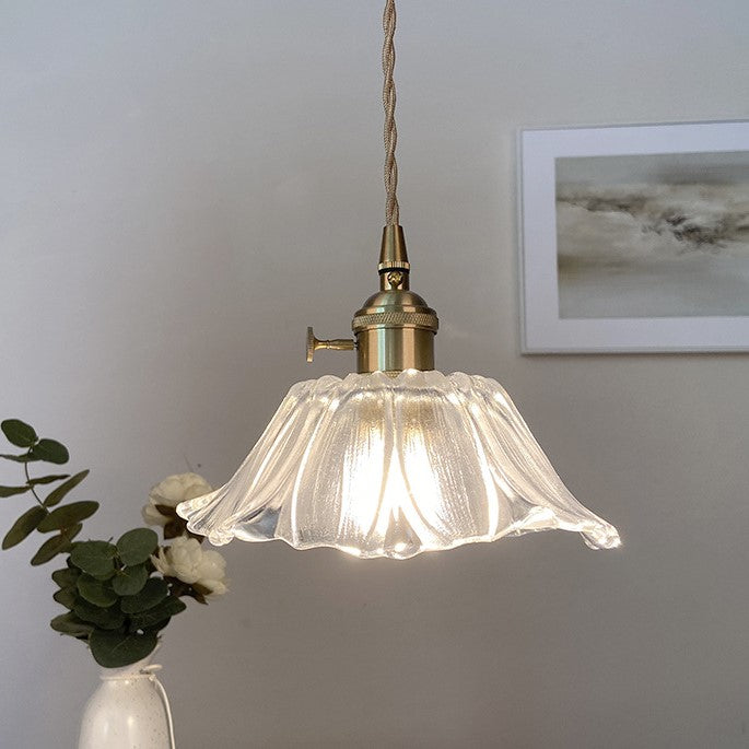 Vintage Radiant Lotus Glass Pendant Lamp