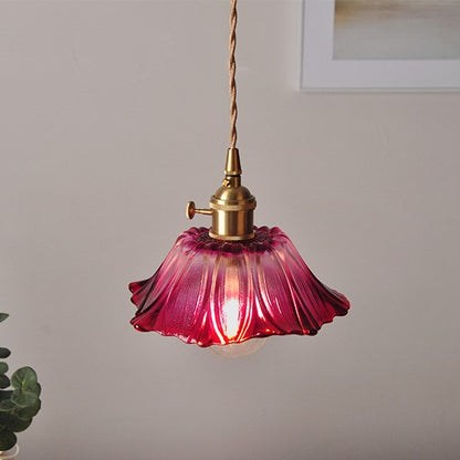 Vintage Radiant Lotus Glass Pendant Lamp