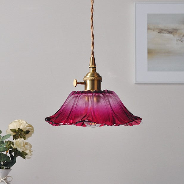 Vintage Radiant Lotus Glass Pendant Lamp