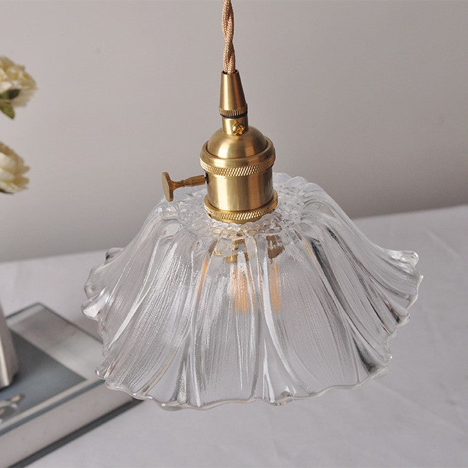 Vintage Radiant Lotus Glass Pendant Lamp