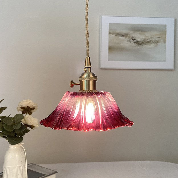 Vintage Radiant Lotus Glass Pendant Lamp