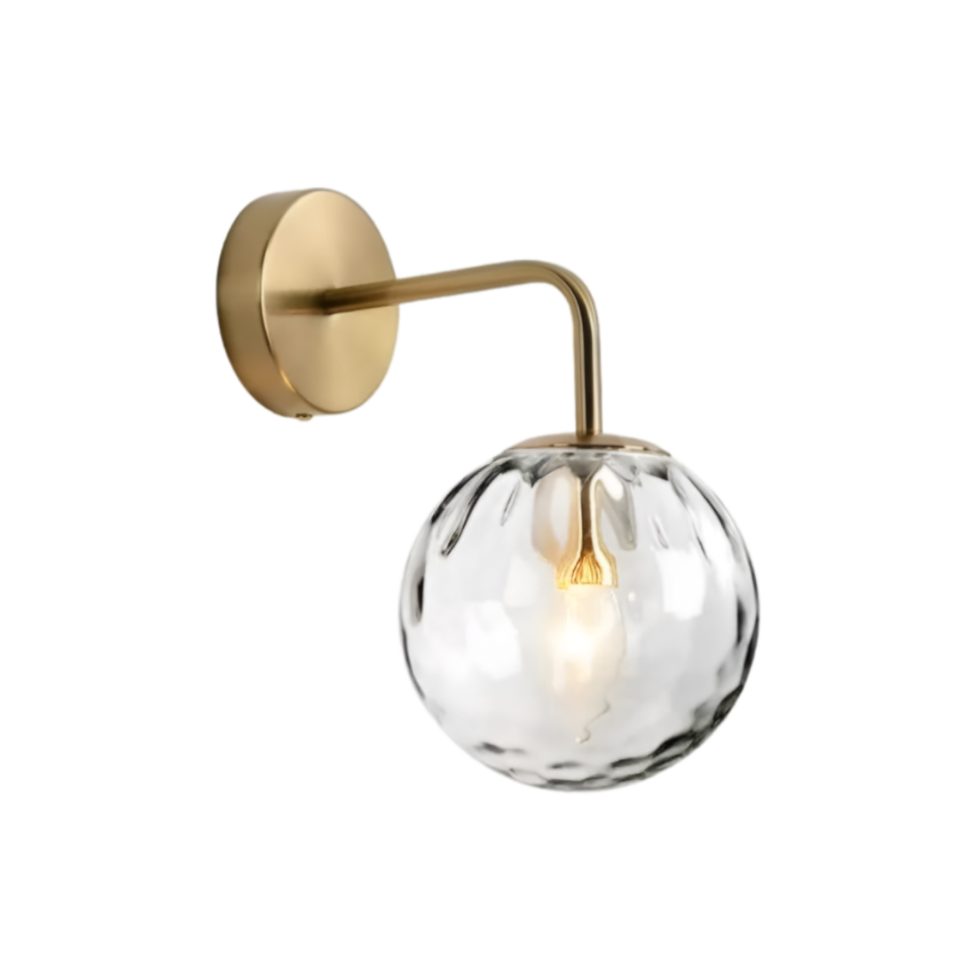 Modern Retro Rippled Glass Sphere Wall Light
