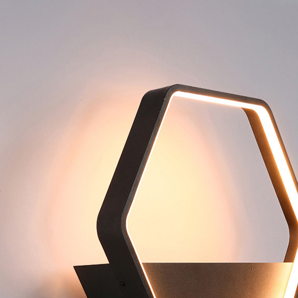 Minimalist Hexagonal Ring With Shelf Outdoor Lamp