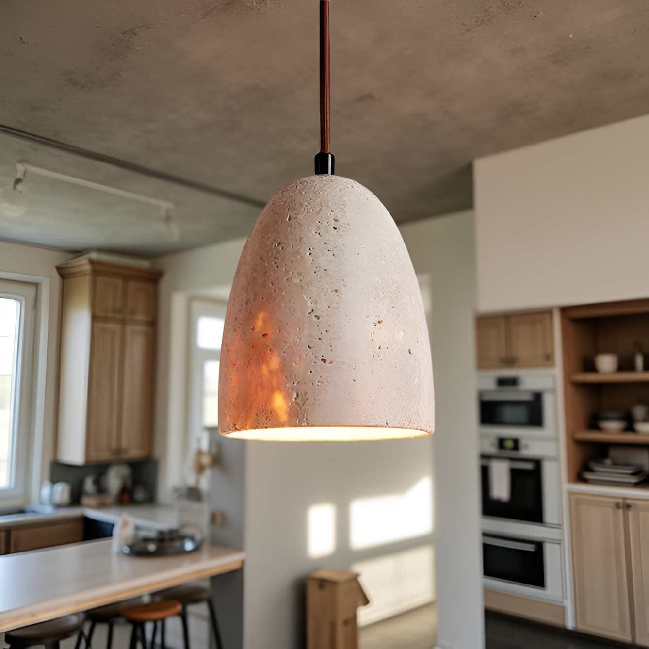 Solenne Minimalist Travertine Pendant Light