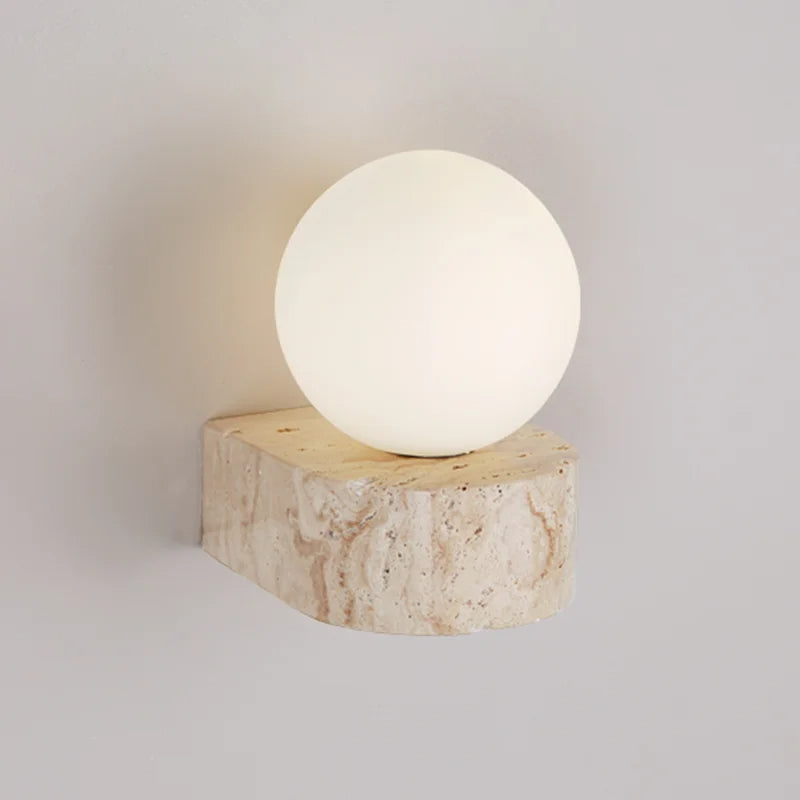 Natural Travertine Hemisphere Wall Sconce