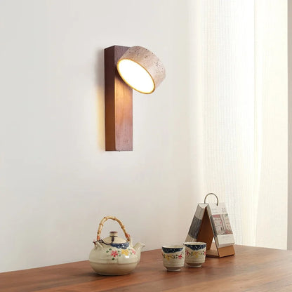 Lampe de chevet murale en bois travertin crème