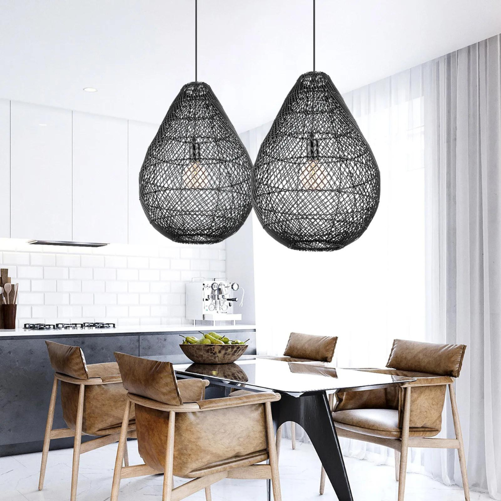 Die Bohemian Faden Rattanlampe