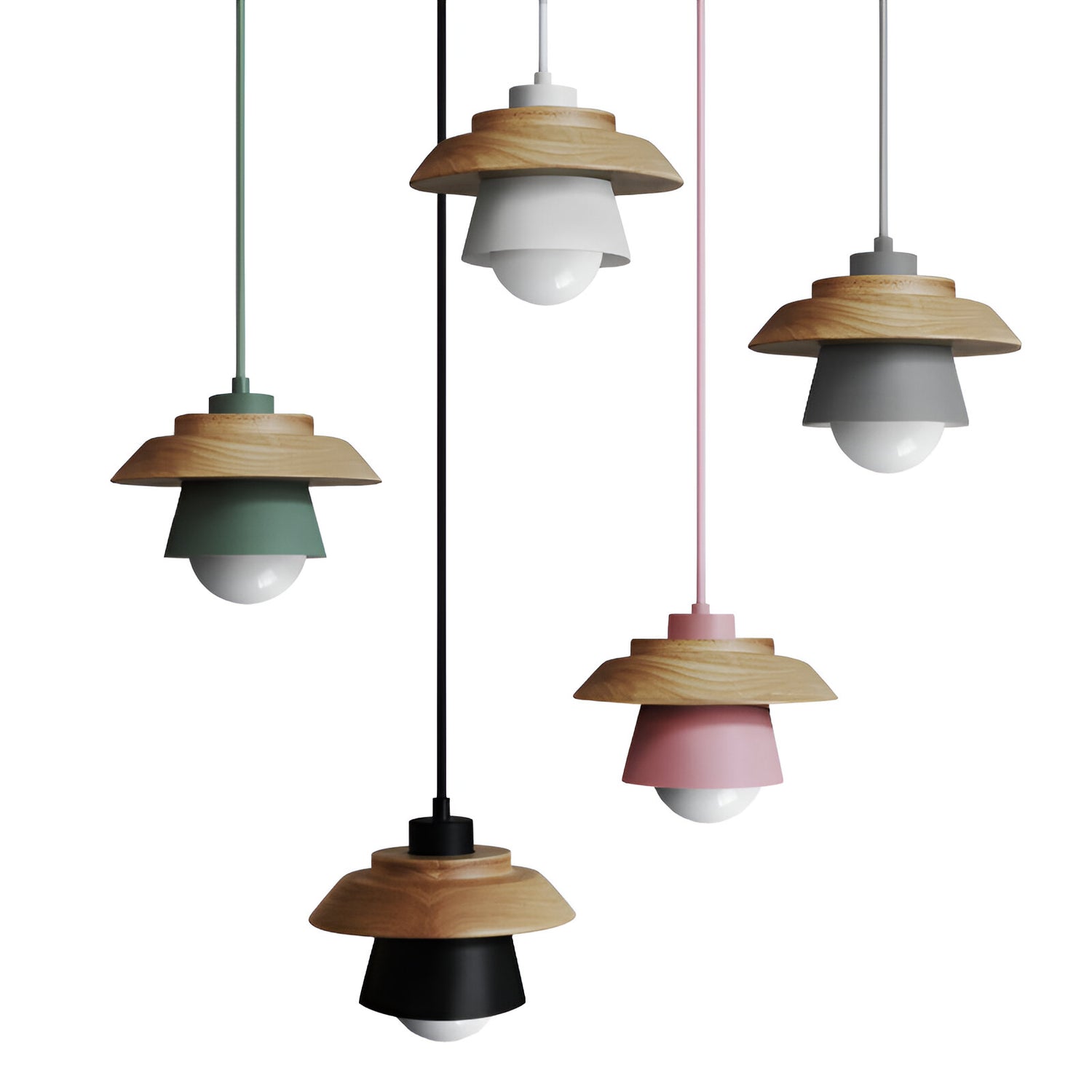 Macaroon Nordic Wood Color Pendant Lamp