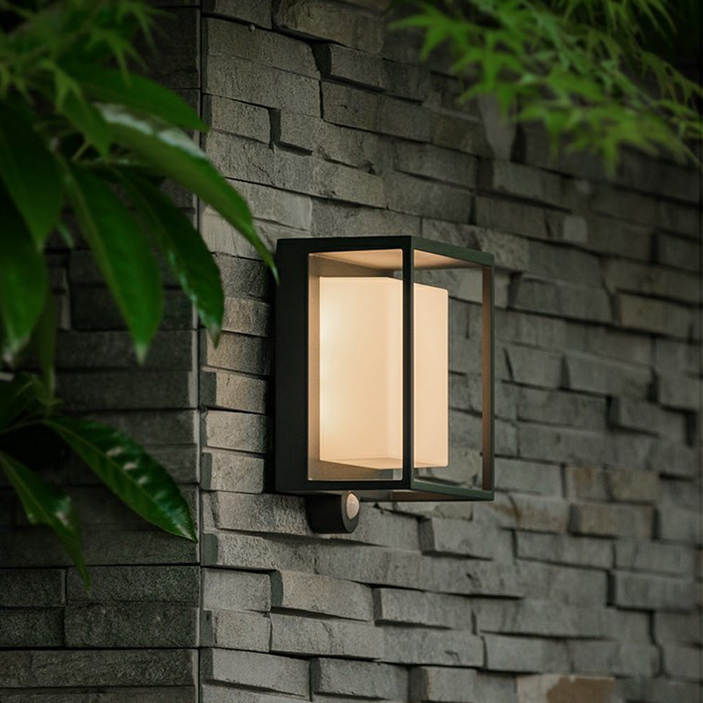 Modern Rectangular Acrylic Sensor Solar Powered Outdoor Wall Lamp