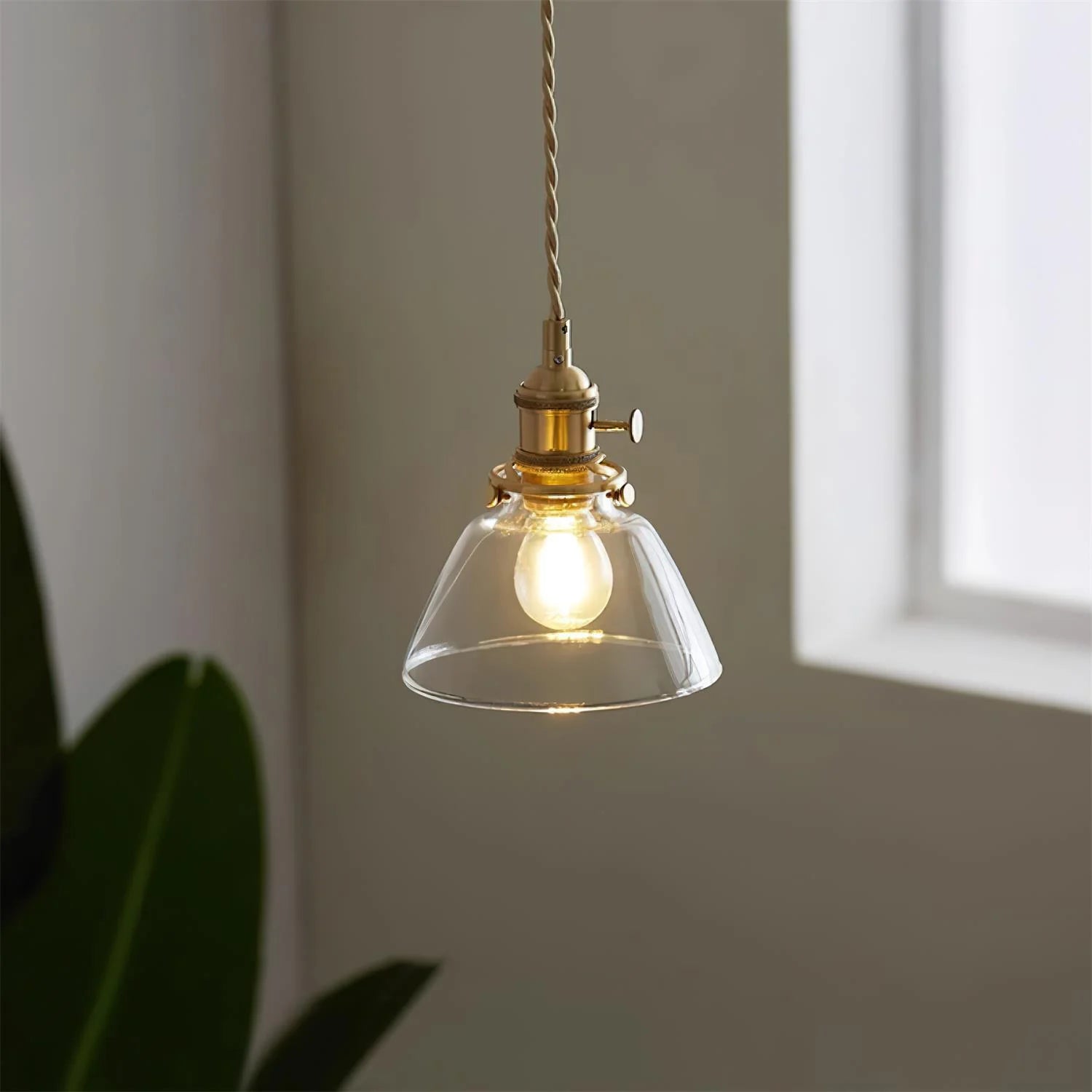 Jasmine Vintage Brass Glass Pendant Light
