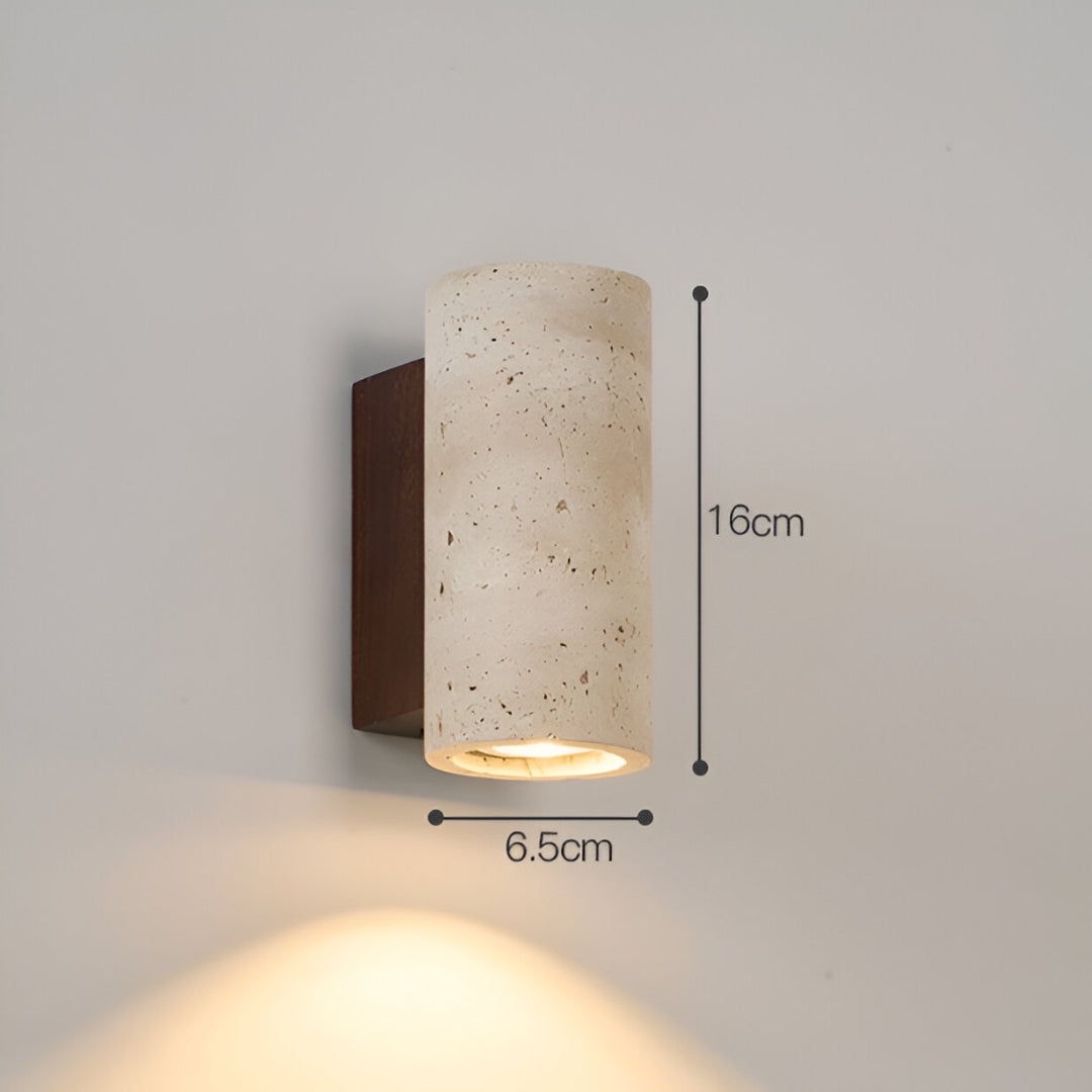 Japandi Tube Travertine Stone Minimalist Wall Light