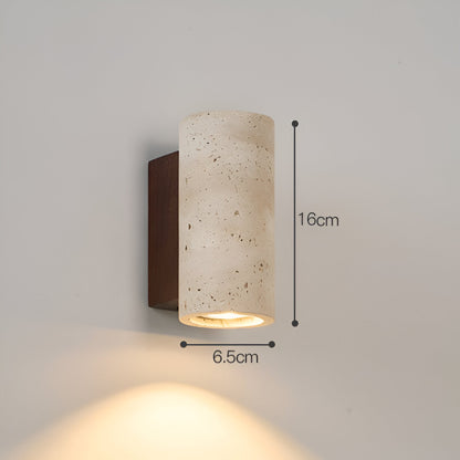 Japandi Tube Travertine Stone Minimalist Wall Light