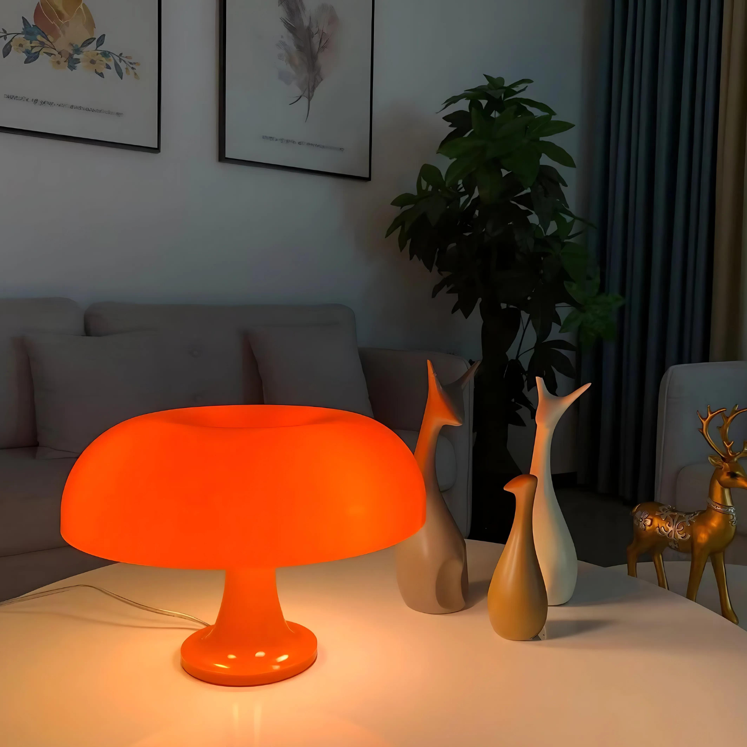 Lampe de table en forme de champignon huître