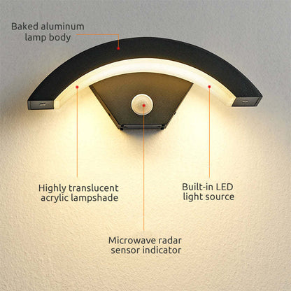 Lampada da parete esterna LED in metallo Nordic Arc IP65 impermeabile