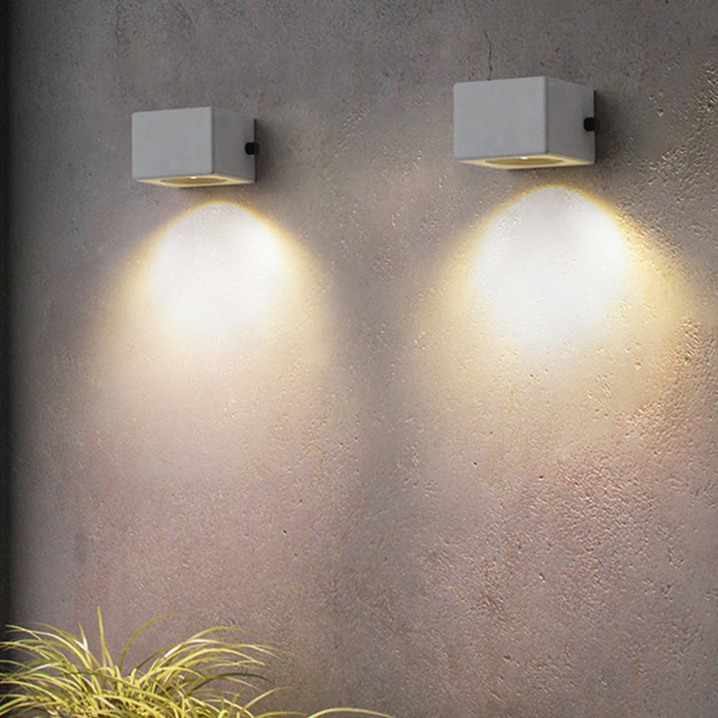 Minimalist Cement Square Outdoor Wall Lamp