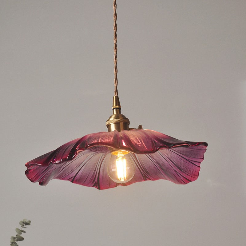 Vintage Radiant Lotus Glass Pendant Lamp