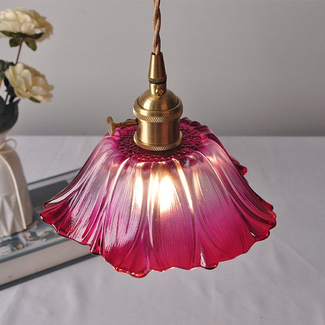 Vintage Radiant Lotus Glass Pendant Lamp